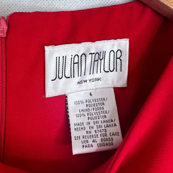 Julian Taylor Power Red Sleeveless Sheath‎ Dress with Bow Detail Size 6 - Picture 6 of 8